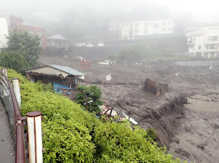 The scene of a mudslide at Mount Izu in Atami City, Japan, source:
