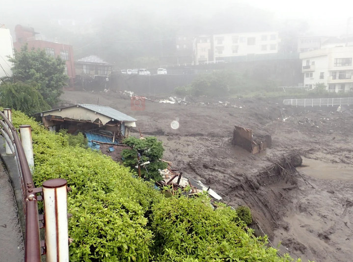 The scene of a mudslide at Mount Izu in Atami City, Japan, source: 