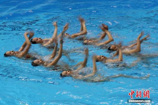 资料图：2019世界游泳锦标赛花样游泳集体自由自选决赛，中国队摘得银牌。 中新社记者 韩海丹 摄