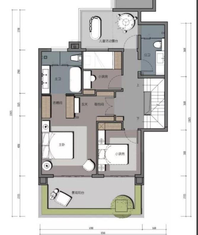 (半山小院j1顶墅户型六层户型图,中海半山壹号供图,央广网发)