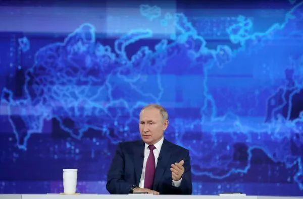 ▲6月30日，俄罗斯总统普京在莫斯科参加一年一度的“直播连线”。（欧洲新闻图片社）