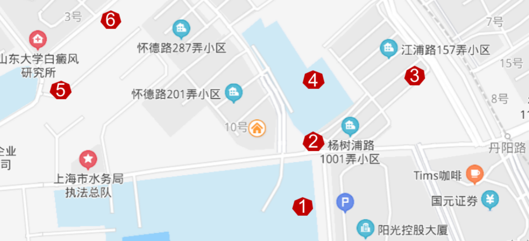 杨树浦水厂及周边住宅群地图 作者供图