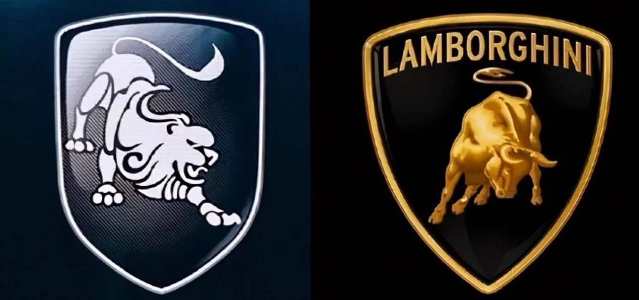 (东风风行"劲狮标"与兰博基尼车标对比.