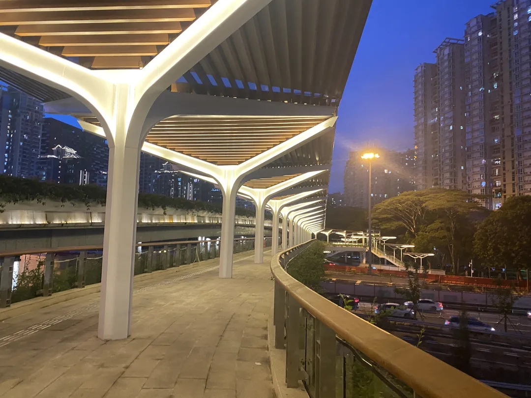 南山这座天桥正式启用有电梯雨棚晚上还会亮晶晶