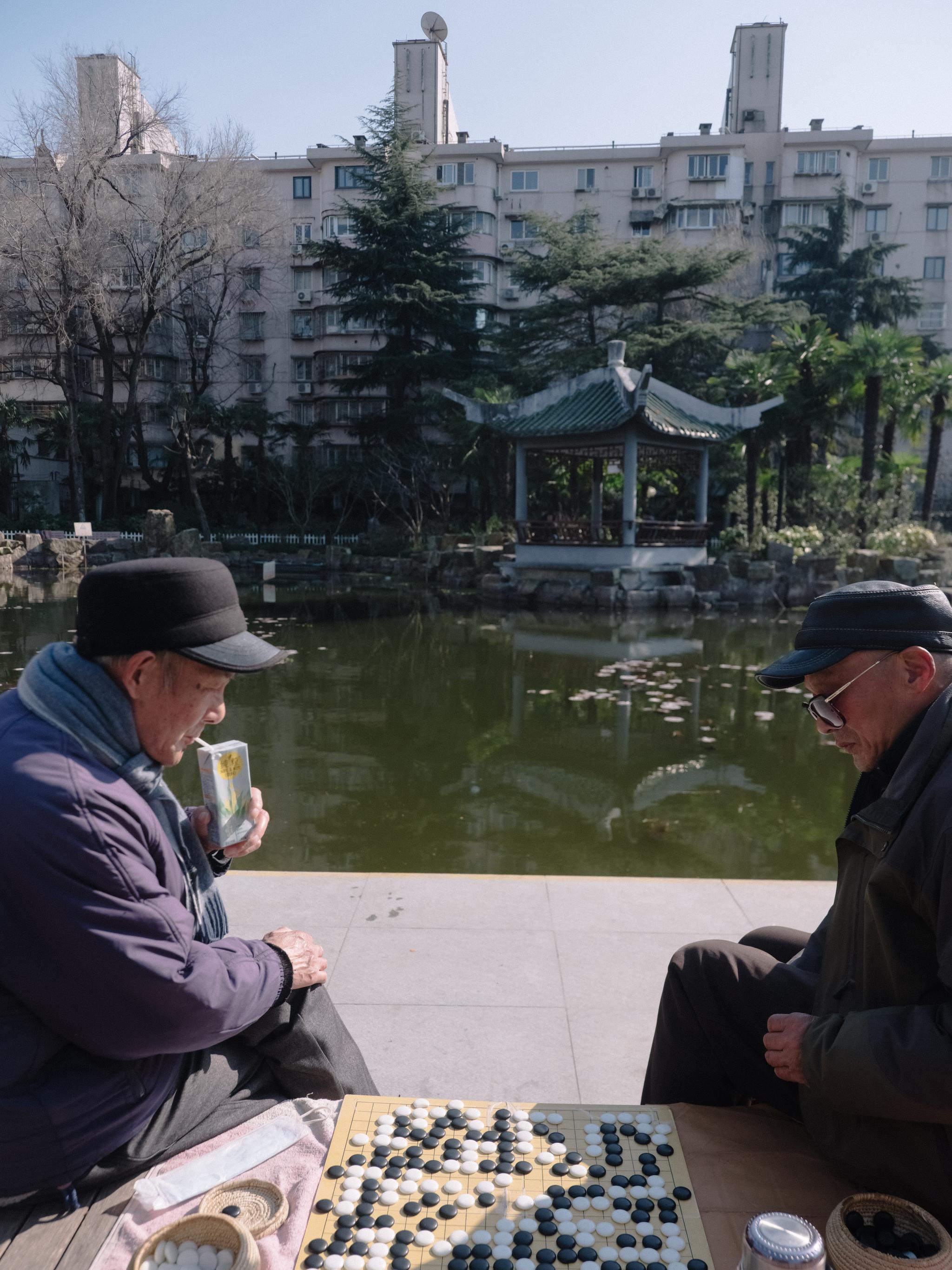 曹杨公园里下围棋的老人们.澎湃新闻记者周平浪图