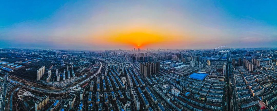 航拍沈阳2022年第一缕日出。新华网 夏铭阳 摄