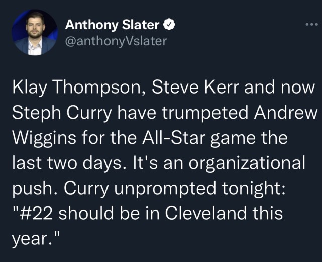 入选全明星库里发声力挺维金斯凭实力他应该出现在克利夫兰