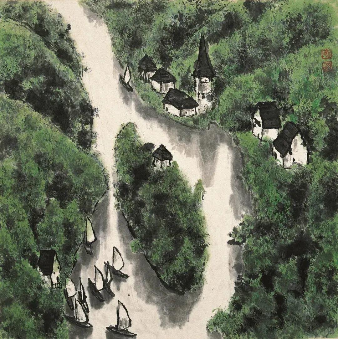 峰无坦途裘兆明彩墨山水画赏读