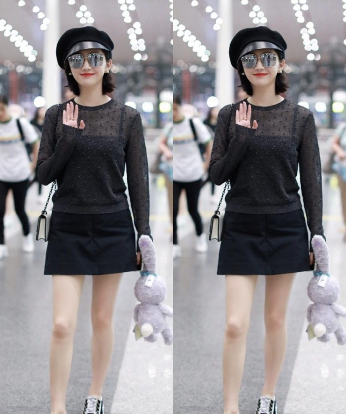 穿黑色短裙显得更白了,看着真有女人味|短裙|景甜|造型_新浪新闻