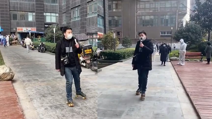 西安一业主穿轮滑支援小区抗疫，拎话筒音箱，花式提醒大家做核酸休闲区蓝鸢梦想 - Www.slyday.coM