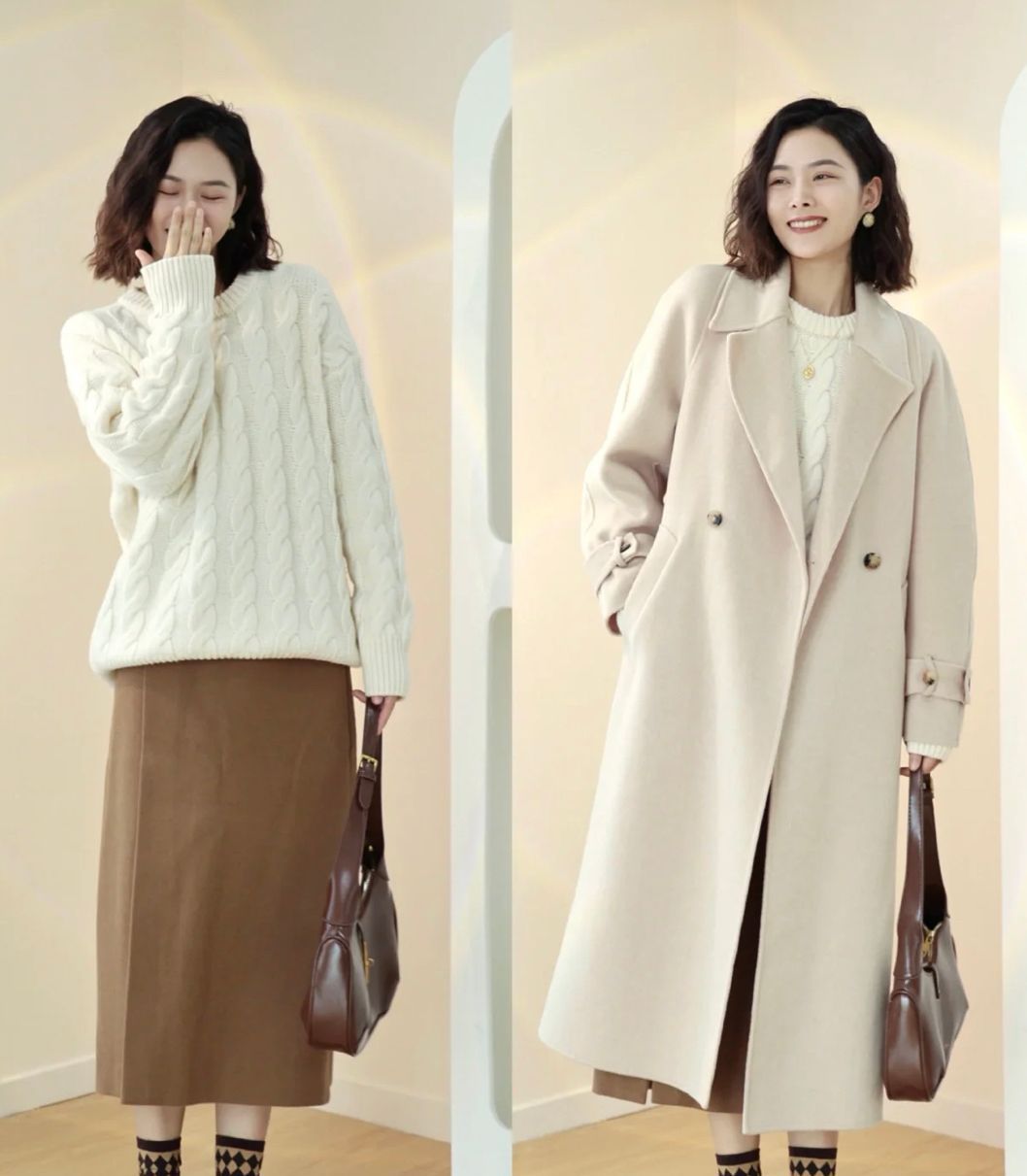 今年冬天超火的燕麦色大衣学35岁博主这么穿高级又显气质