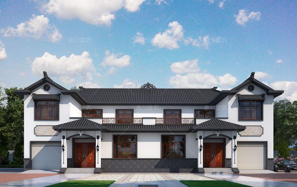 4套带车库的双拼别墅相互独立又省宅基地居住生活互不干扰