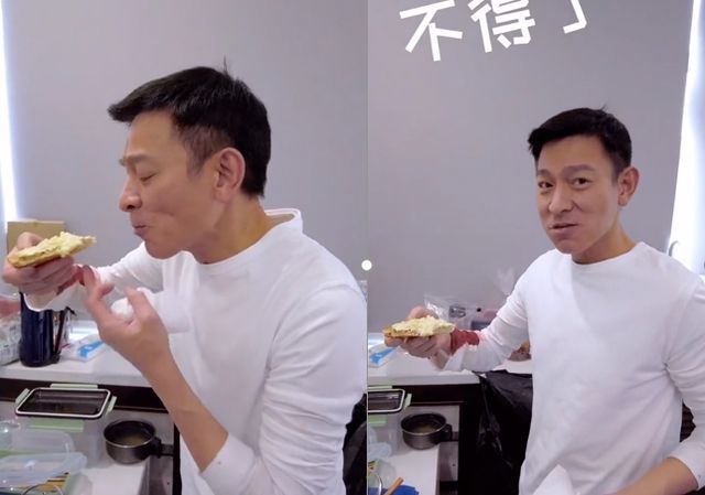60岁刘德华罕见亲自下厨 大口吞咽面包神情满足|刘德华|吐司|面包屑