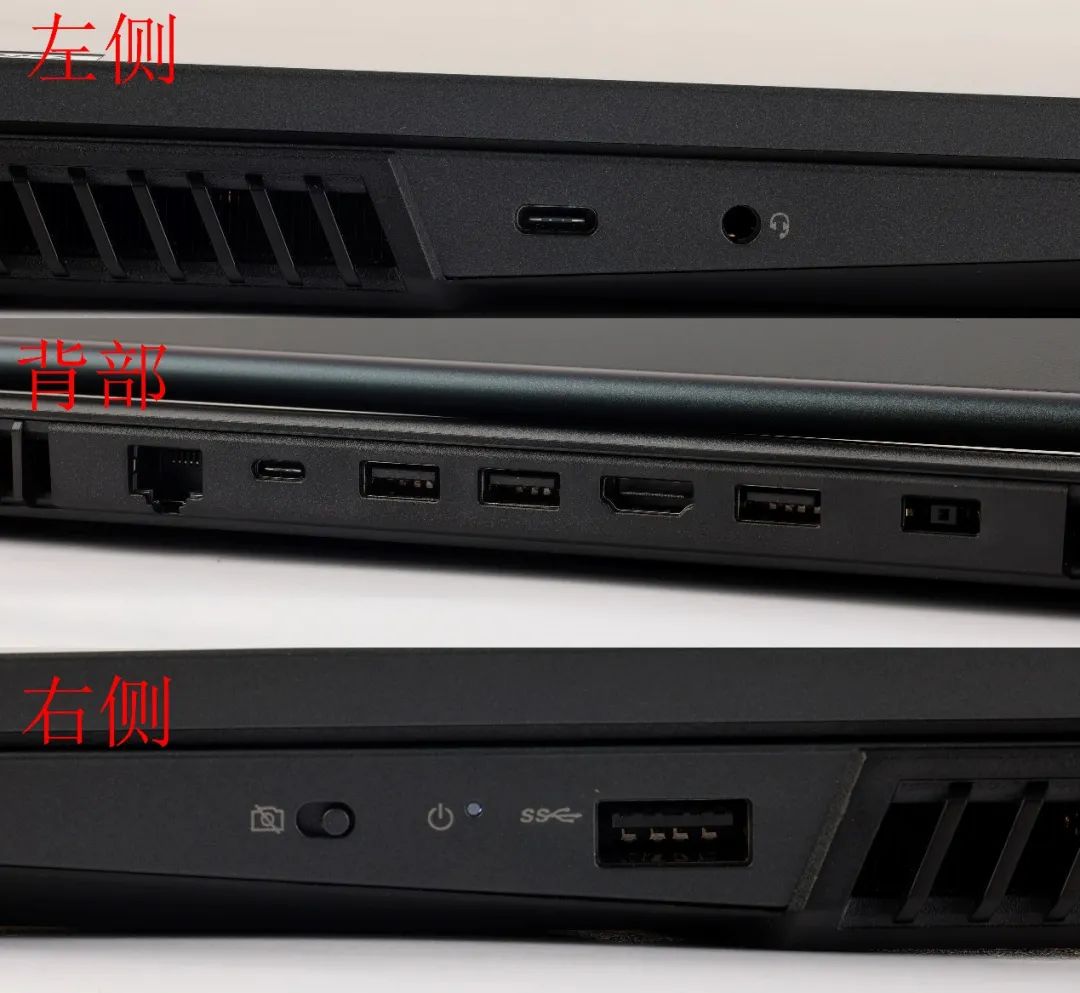 接口方面,全新拯救者r7000p 2021的接口主要分布在机身左右两侧以及