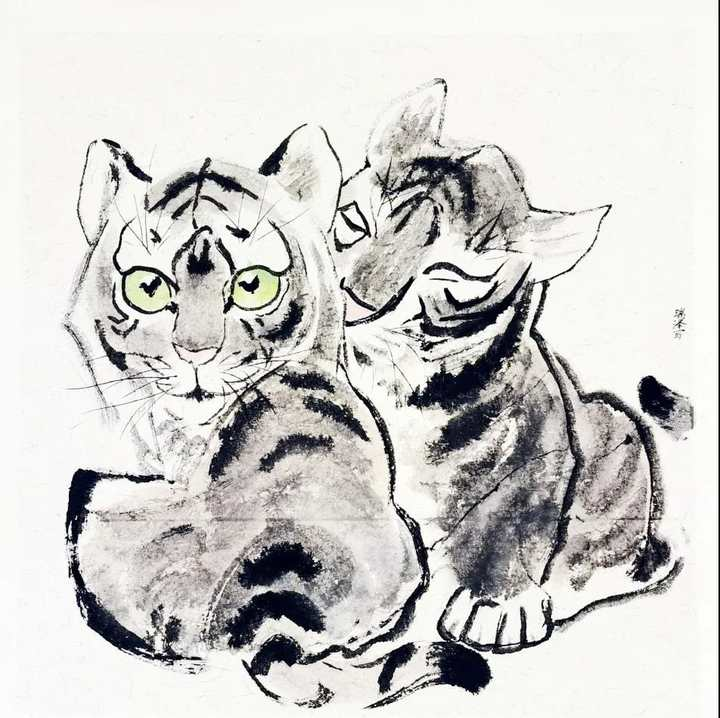 也威风凛凛的老虎——到了四年级的小朋友这里,各种老虎的表情和神