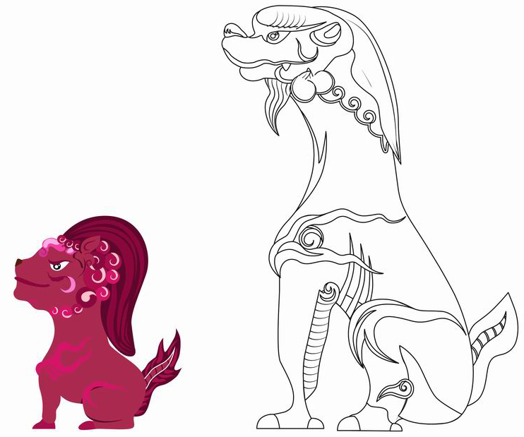 狻猊形状与狮子类似,喜欢静,好坐及烟火.