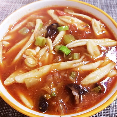 西红柿白菜烩剪刀面|西红柿|剪刀|蒜苗_新浪新闻