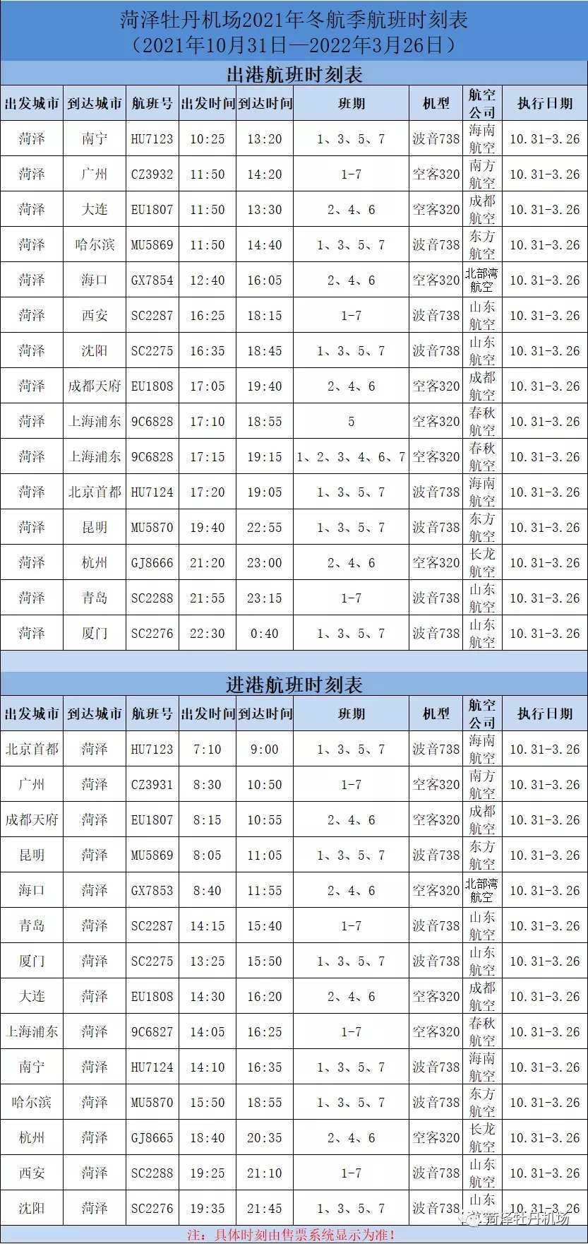 菏泽牡丹机场又新增一条新航线