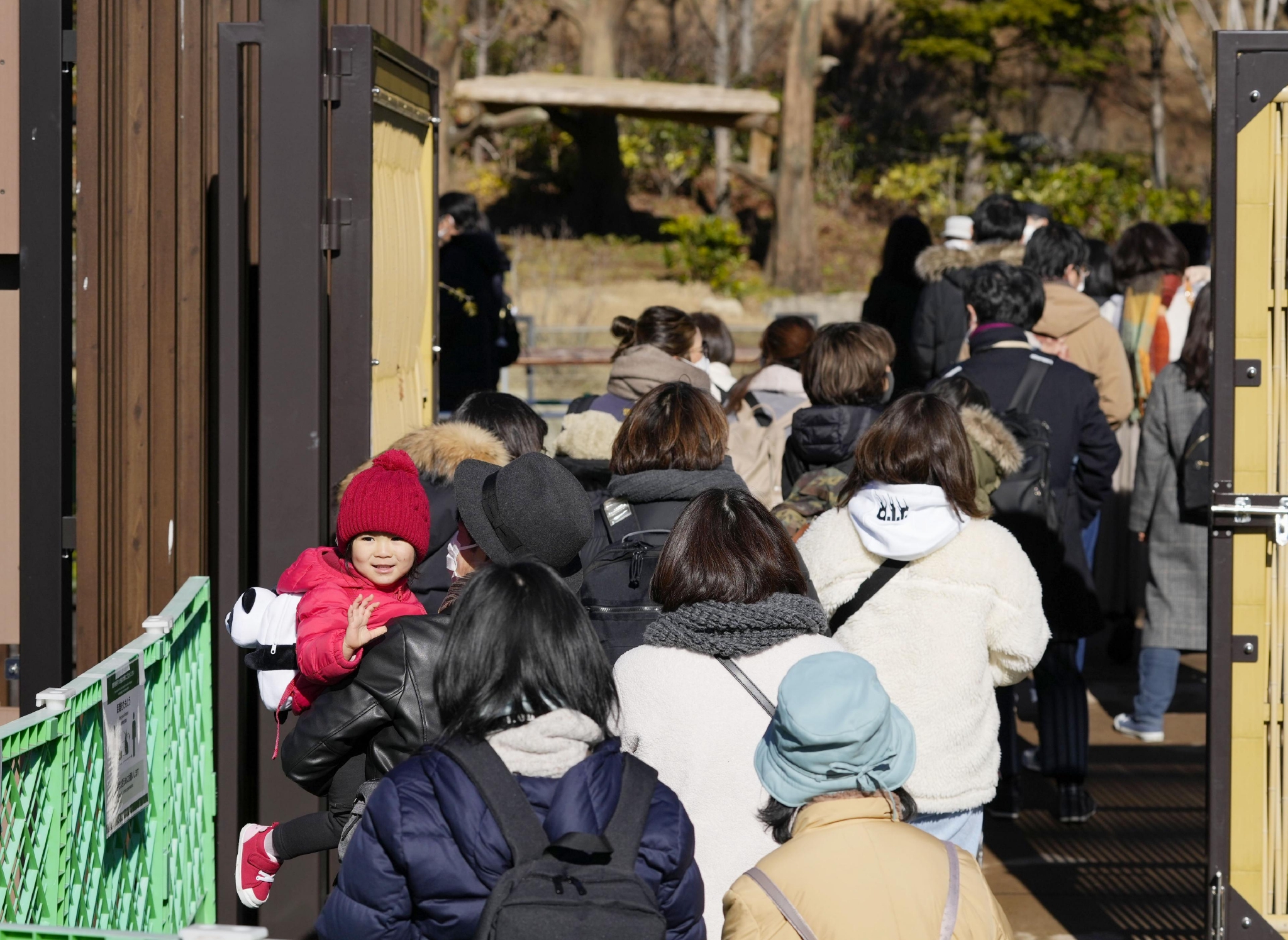 12日，在上野动物园排队入园的日本民众，图自东方IC