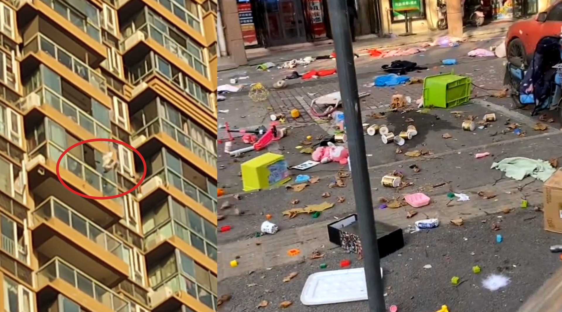 武汉一小区住户持续高空抛物多车受损目击者扔完玩具扔板凳