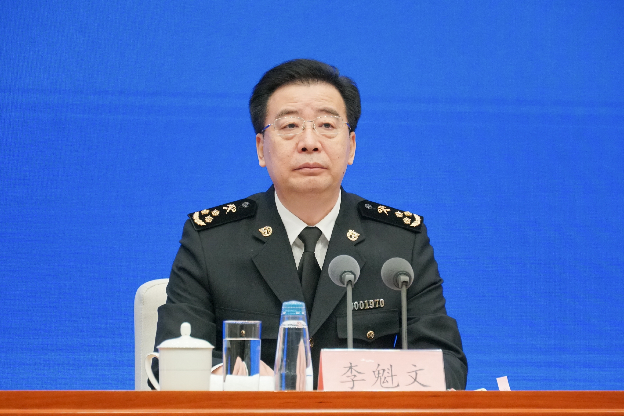 海关总署新闻发言人,统计分析司司长李魁文 &nbsp;澎湃新闻记者 周頔