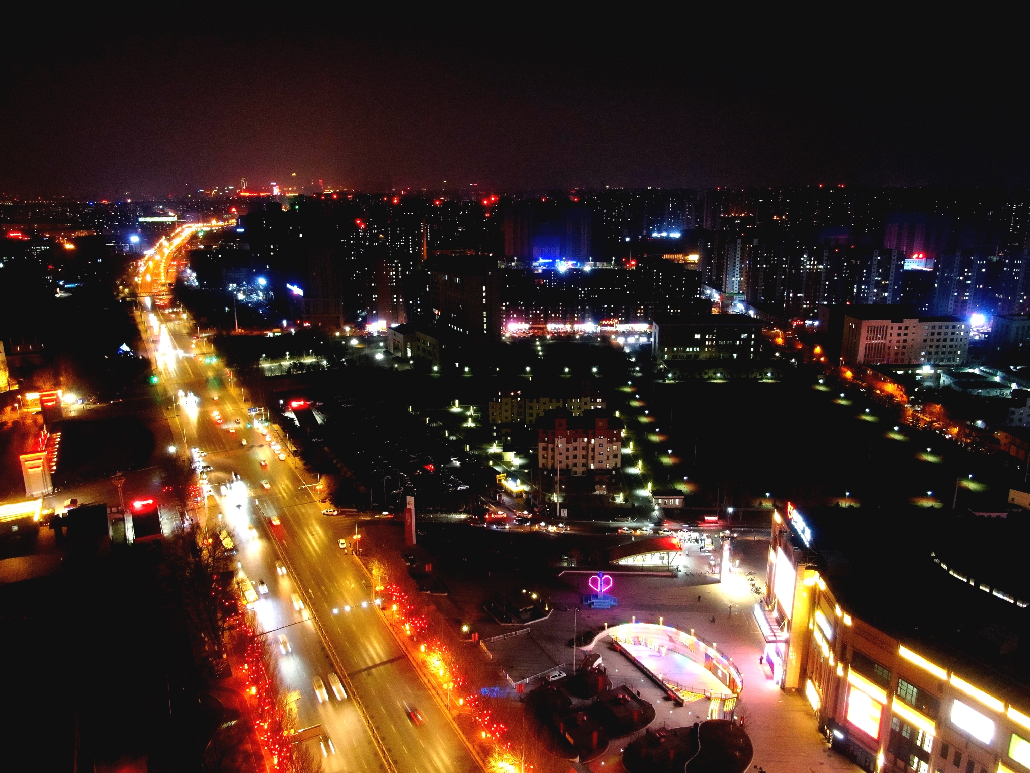 辽宁联合融媒体中心航拍辽宁航拍沈北道义大街夜景