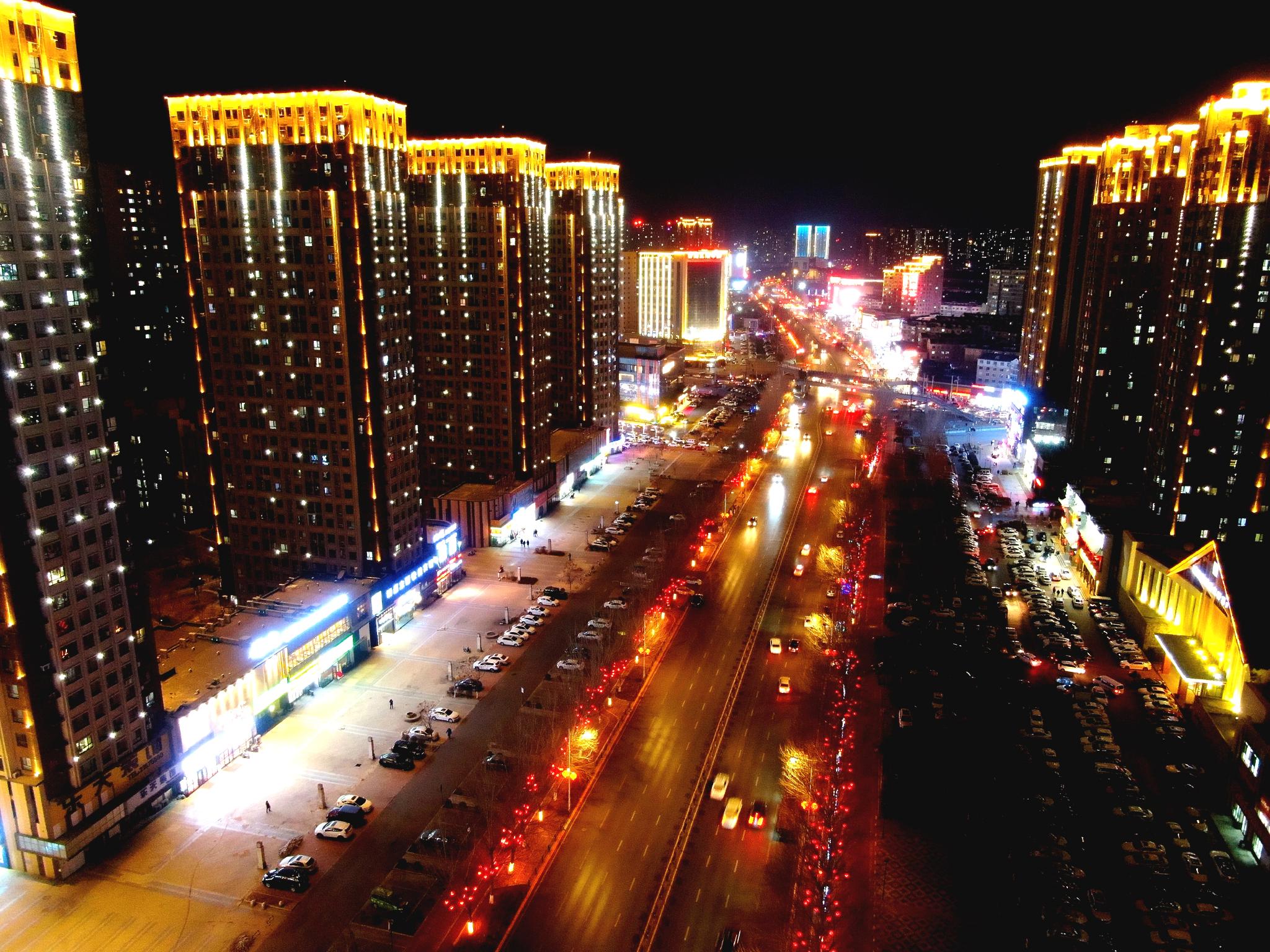 辽宁联合融媒体中心航拍辽宁航拍沈北道义大街夜景