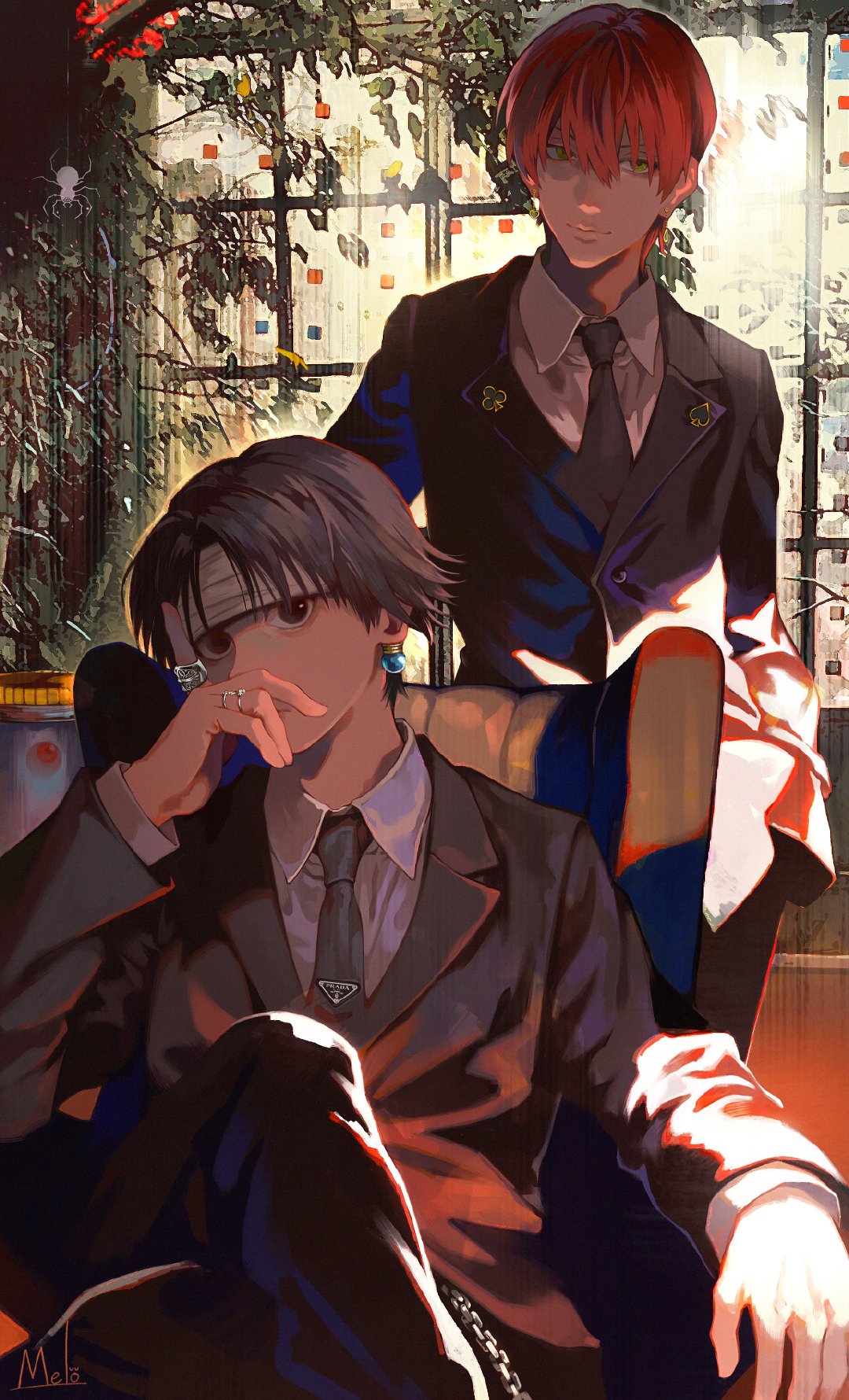 画师 灸場メロ 笔下放下刘海的库洛洛,西索和五条悟