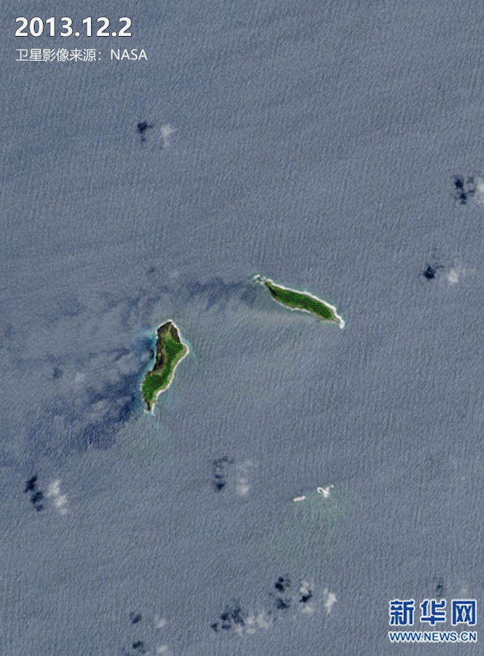 ▲卫星影像见证洪阿哈阿帕伊火山岛变化。