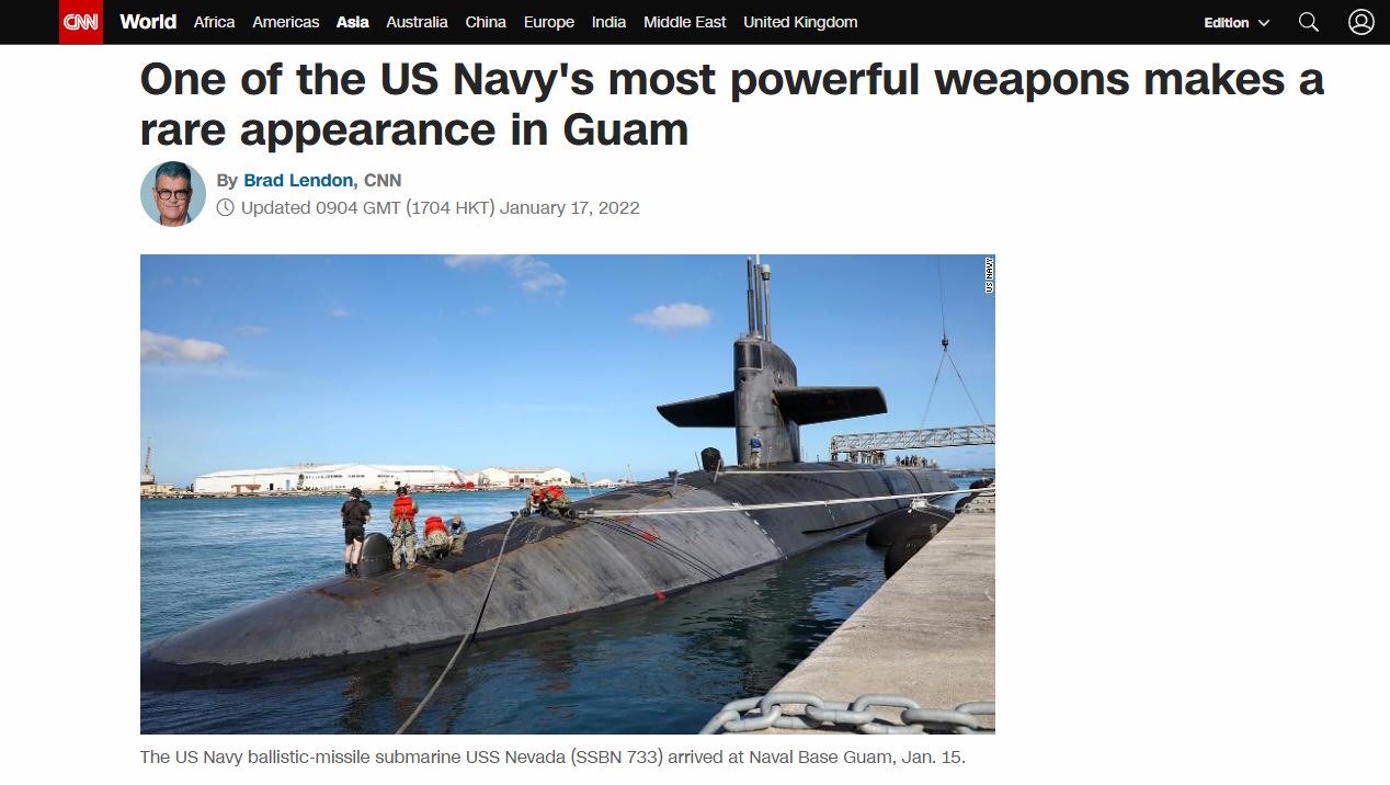 视频｜六年来首次 美战略核潜艇现身关岛！
