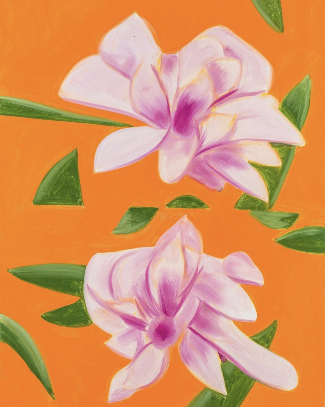 在展览现场在创作于2020年的新作《牡丹》(peony)与《橙色的杜鹃花》