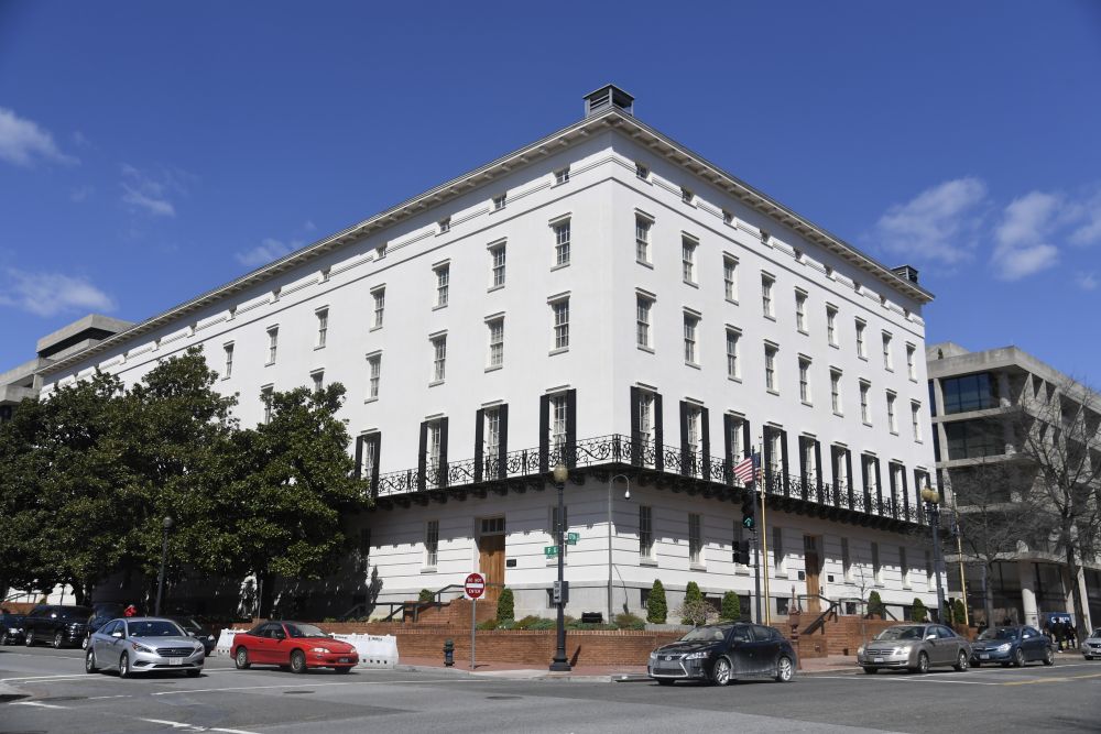 这是2018年4月8日在美国华盛顿拍摄的美国贸易代表办公室外景.