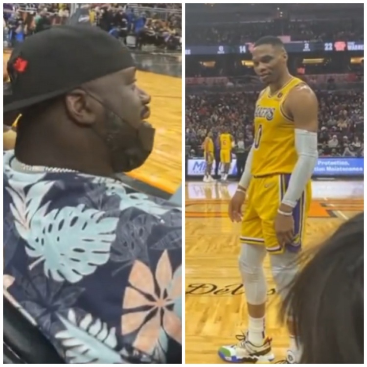 昨日湖人VS魔术赛间 奥尼尔在场边向威少提意见：你打得太TM快了休闲区蓝鸢梦想 - Www.slyday.coM