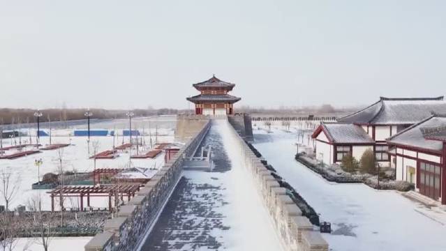 山东德州庆云金山古城雪景美如画