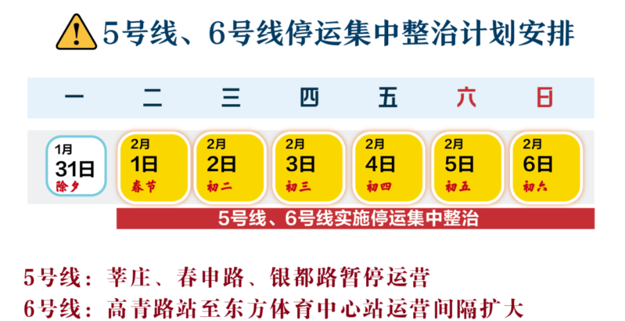 注意！春节期间上海部分地铁区段实施停运整治！休闲区蓝鸢梦想 - Www.slyday.coM