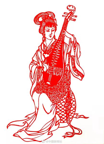 近日,兰州剪纸艺人杨树珍用剪纸的形式剪出"四大美女"等古代仕女图.