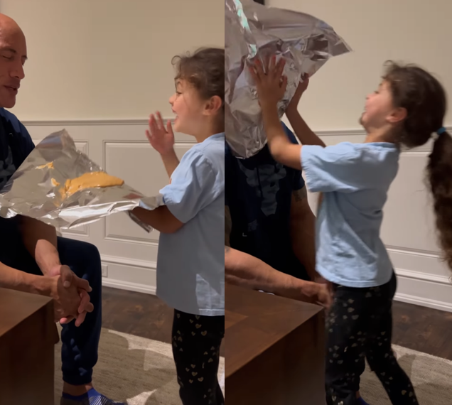 巨石强森晒带娃日常：被女儿糊花生酱丝毫不生气 与高大威猛形象反差强烈休闲区蓝鸢梦想 - Www.slyday.coM