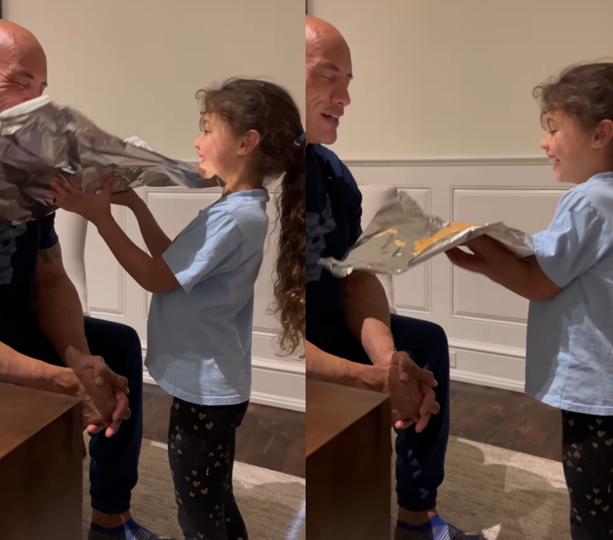 巨石强森晒带娃日常：被女儿糊花生酱丝毫不生气 与高大威猛形象反差强烈休闲区蓝鸢梦想 - Www.slyday.coM