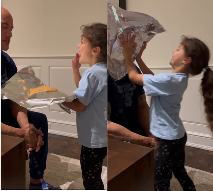 巨石强森晒带娃日常：被女儿糊花生酱丝毫不生气 与高大威猛形象反差强烈休闲区蓝鸢梦想 - Www.slyday.coM