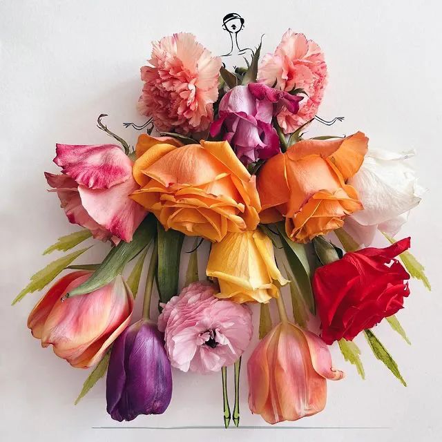 将手绘与鲜花结合，他把服装设计玩出了花，创意一百分休闲区蓝鸢梦想 - Www.slyday.coM