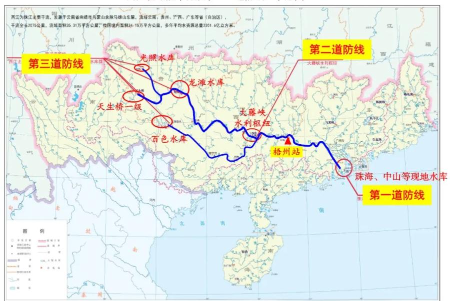 西江流域抗旱保供水"三道防线"示意图