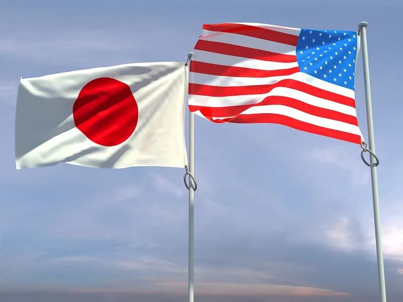 资料图片:美国与日本国旗.(视觉中国)