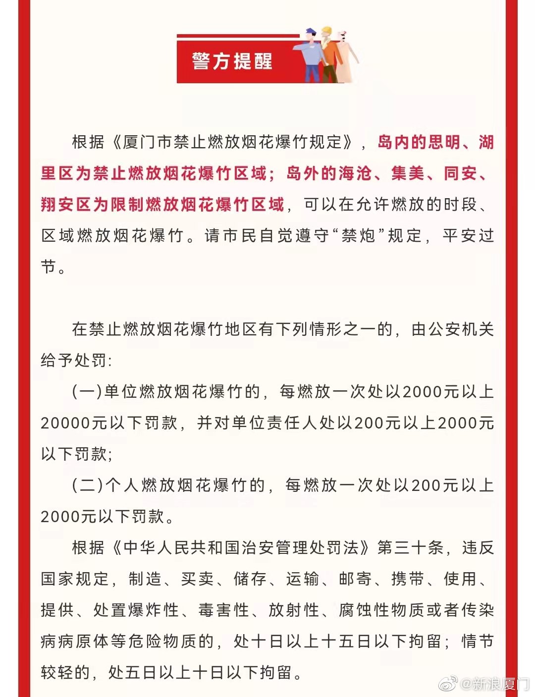 厦门警方提醒违规放烟花最高罚2万!这些地方“禁炮”休闲区蓝鸢梦想 - Www.slyday.coM 厦门警方提醒违规放烟花最高罚2万!这些地方“禁炮”休闲区蓝鸢梦想 - Www.slyday.coM