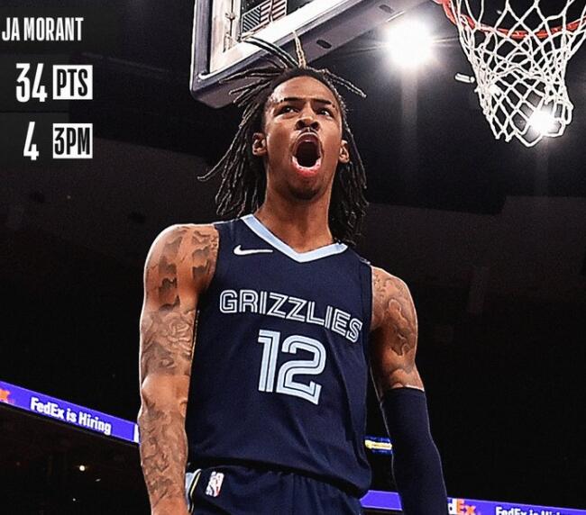 莫兰特连续6场30继续刷新队史纪录