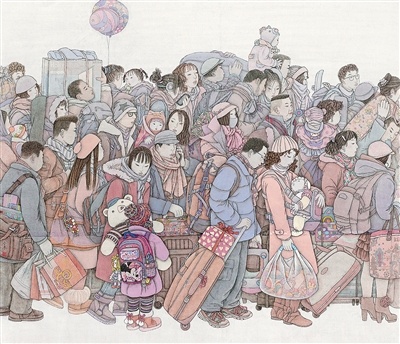 黄冰迪欢乐春节(中国画) 何家英 张 见 李玉旺 李朋帮 李 丹 管海龙