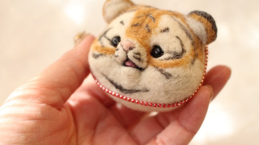 推主wataw8制作的小老虎羊毛毡太可爱啦