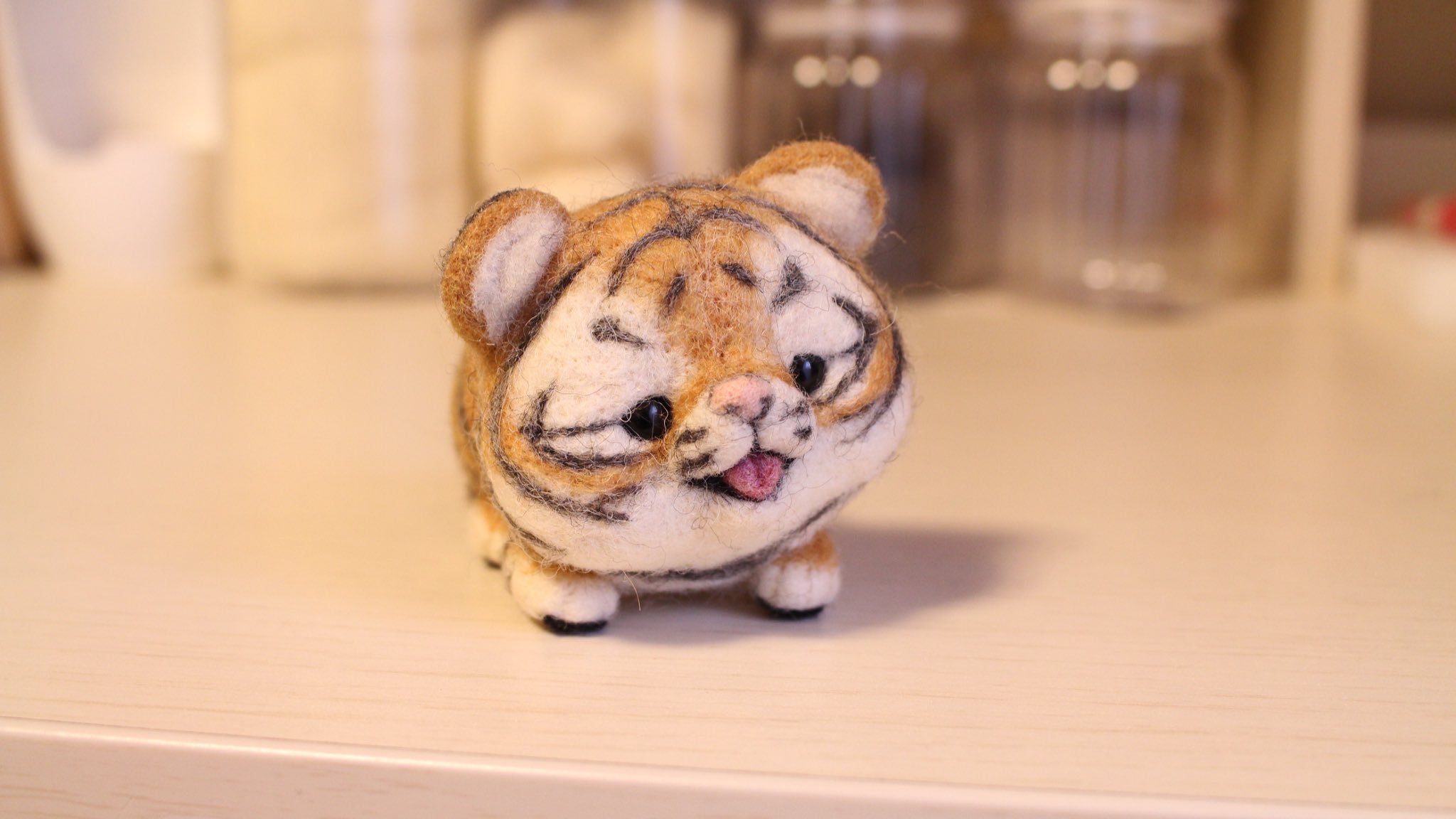 推主wataw8制作的小老虎羊毛毡太可爱啦