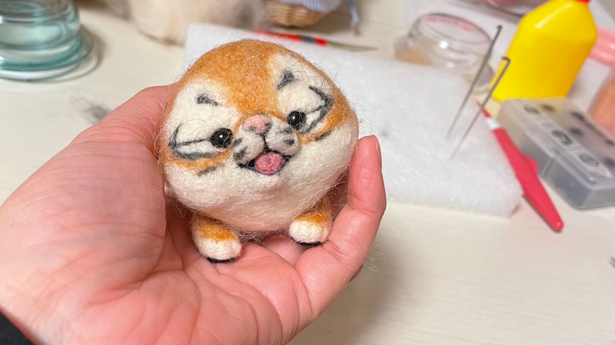 推主wataw8制作的小老虎羊毛毡太可爱啦