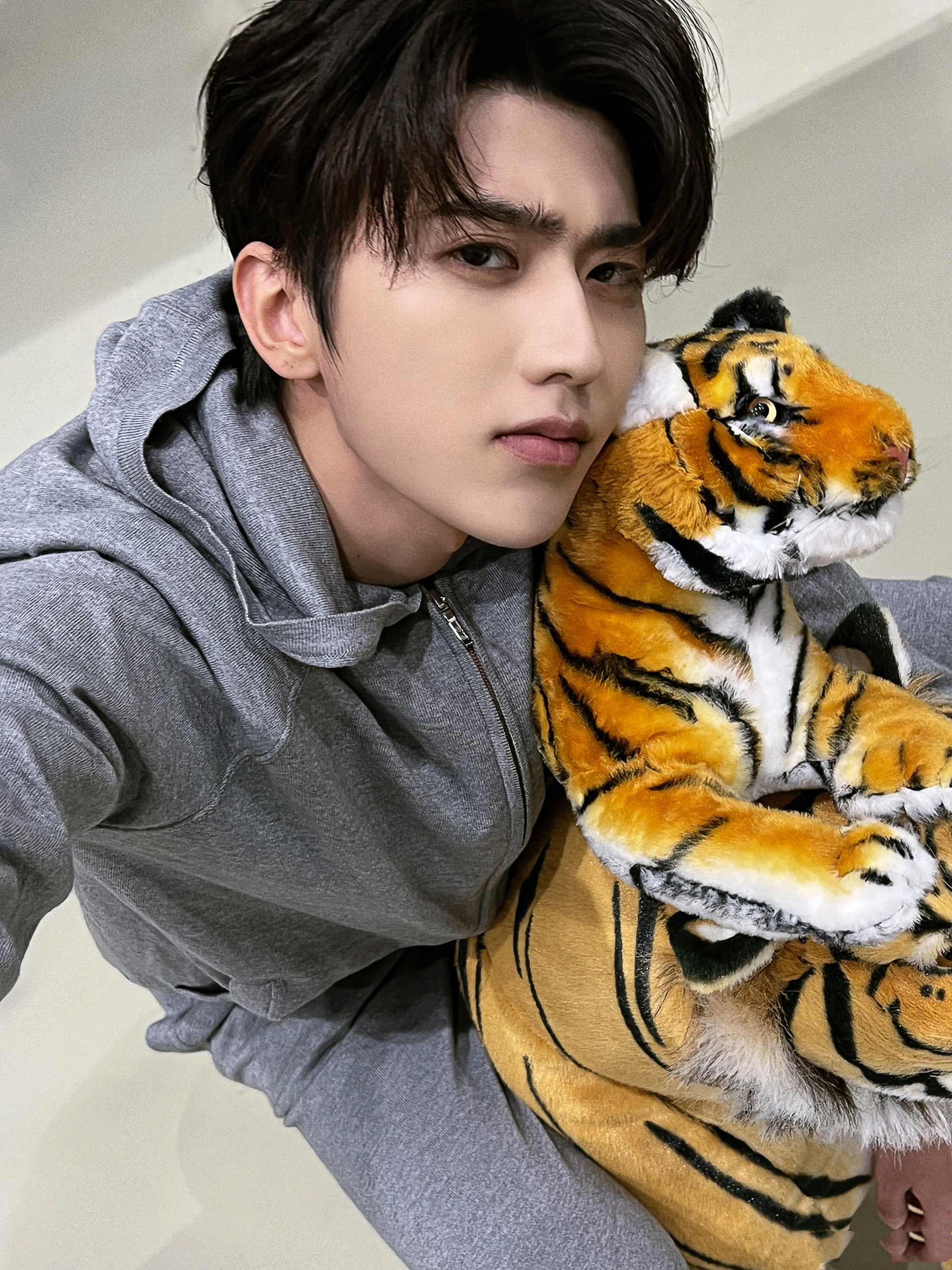 顶流拜年蔡徐坤和老虎玩偶合影王俊凯煮汤圆李现分享大片