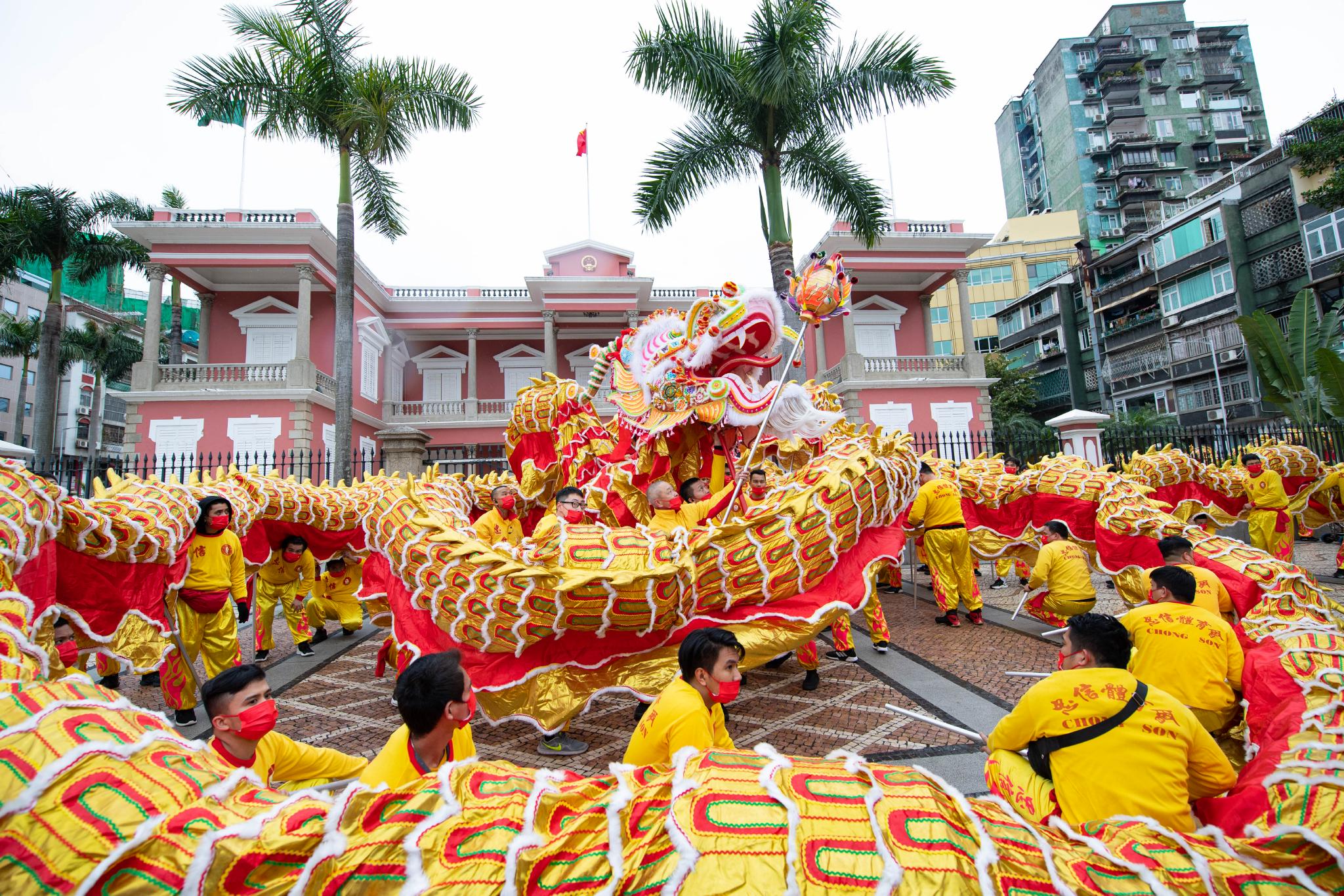 澳门:金龙巡游贺新春|澳门|大三巴牌坊_新浪新闻
